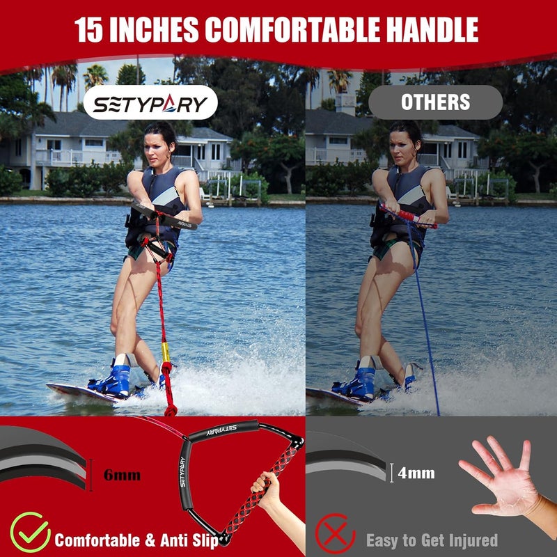 SETYPARY 75FT Wakeboard Rope and Handle, Floating Water Ski Rope for Watersports, 4 Sections Ski Ropes for Water Skiing, Kneeboarding, Wakeboarding - Image 3